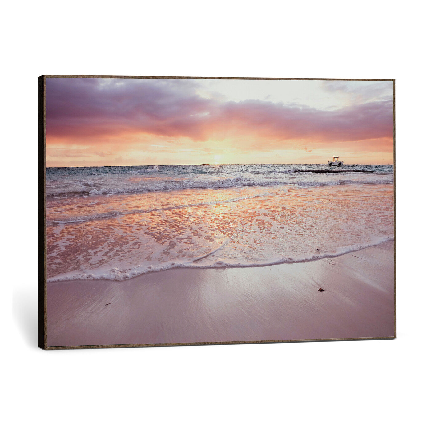 44765395-MGV-CV-36X24 - Beach Sunset Canvas Wall Art Print - Ocean Waves Landscape, Coastal Photography, Seascape Wall Decor, Ready to Hang