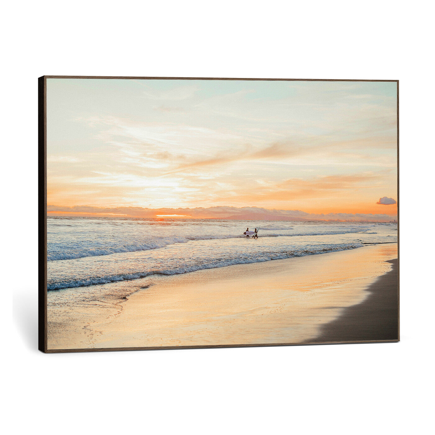 38131619-MGV-CV-36X24 - Beach Sunset Canvas Wall Art Print | Ocean Waves Landscape, Coastal Photography, Seascape Wall Decor, Ready to Hang