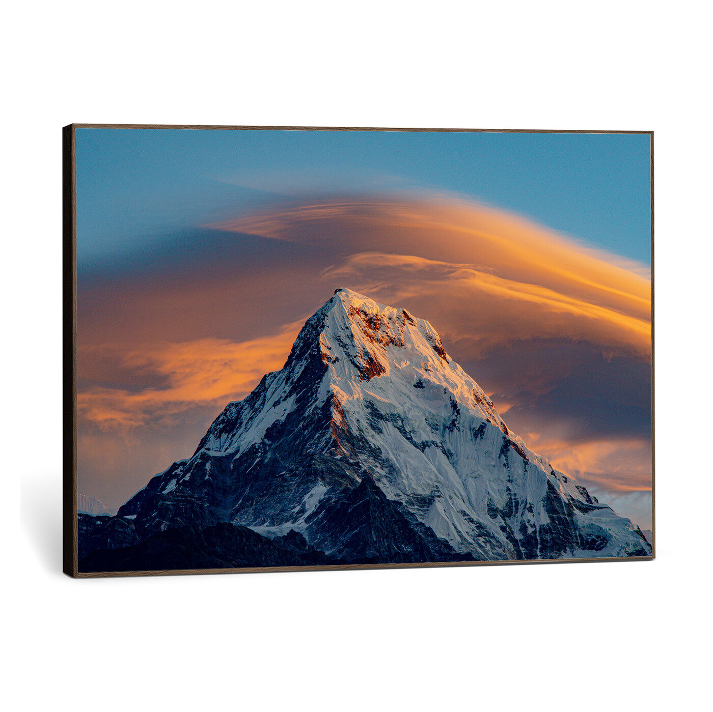 73810927-MGV-CV-36X24 - Snow Mountain Canvas Wall Art Print | Alpine Peak Landscape, Winter Nature Photography, Large Mountain Decor