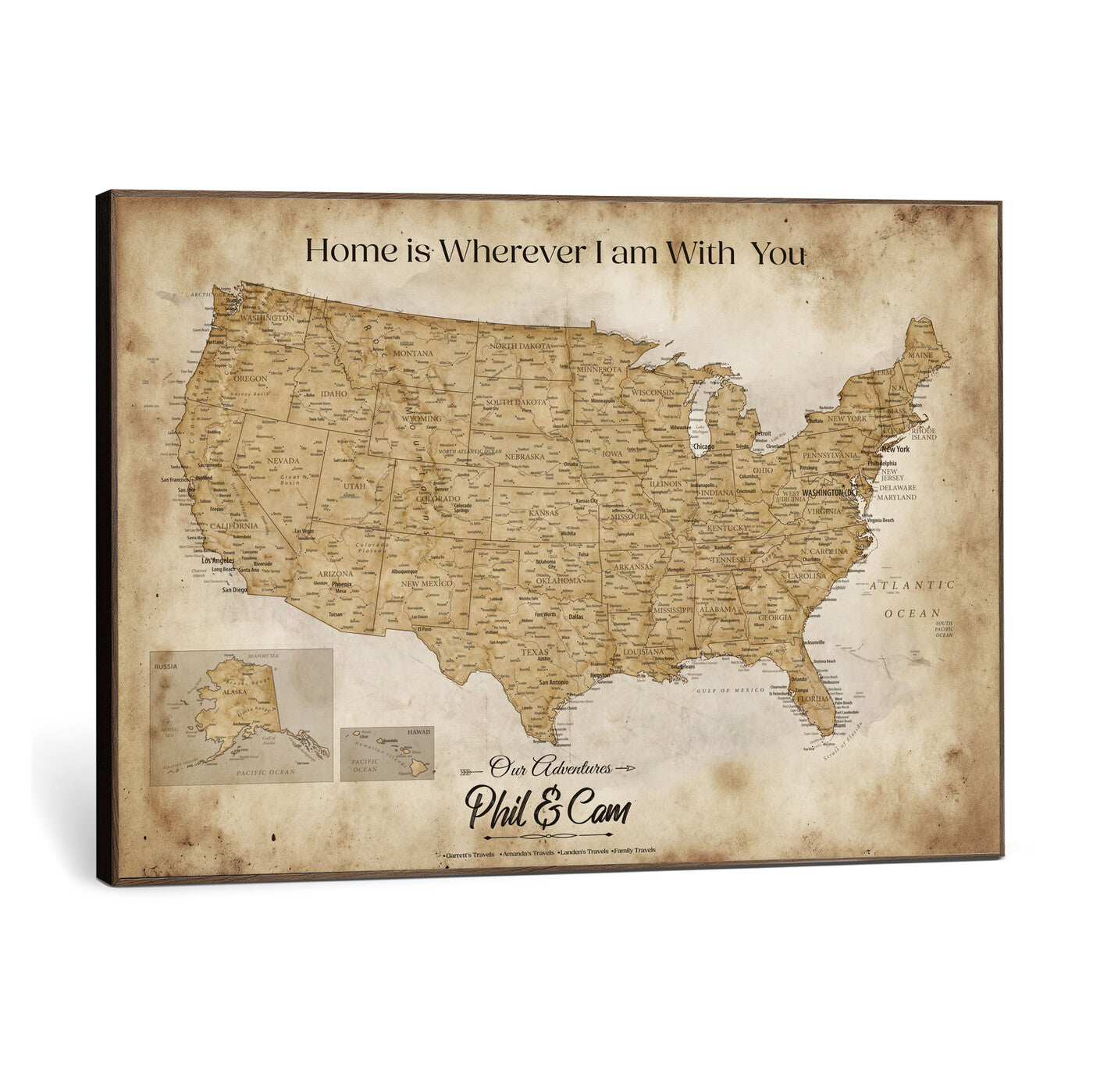 80624553-MGV-CV-36X24 - Personalized USA Push Pin Travel Map Canvas Wall Art Custom Family Gift