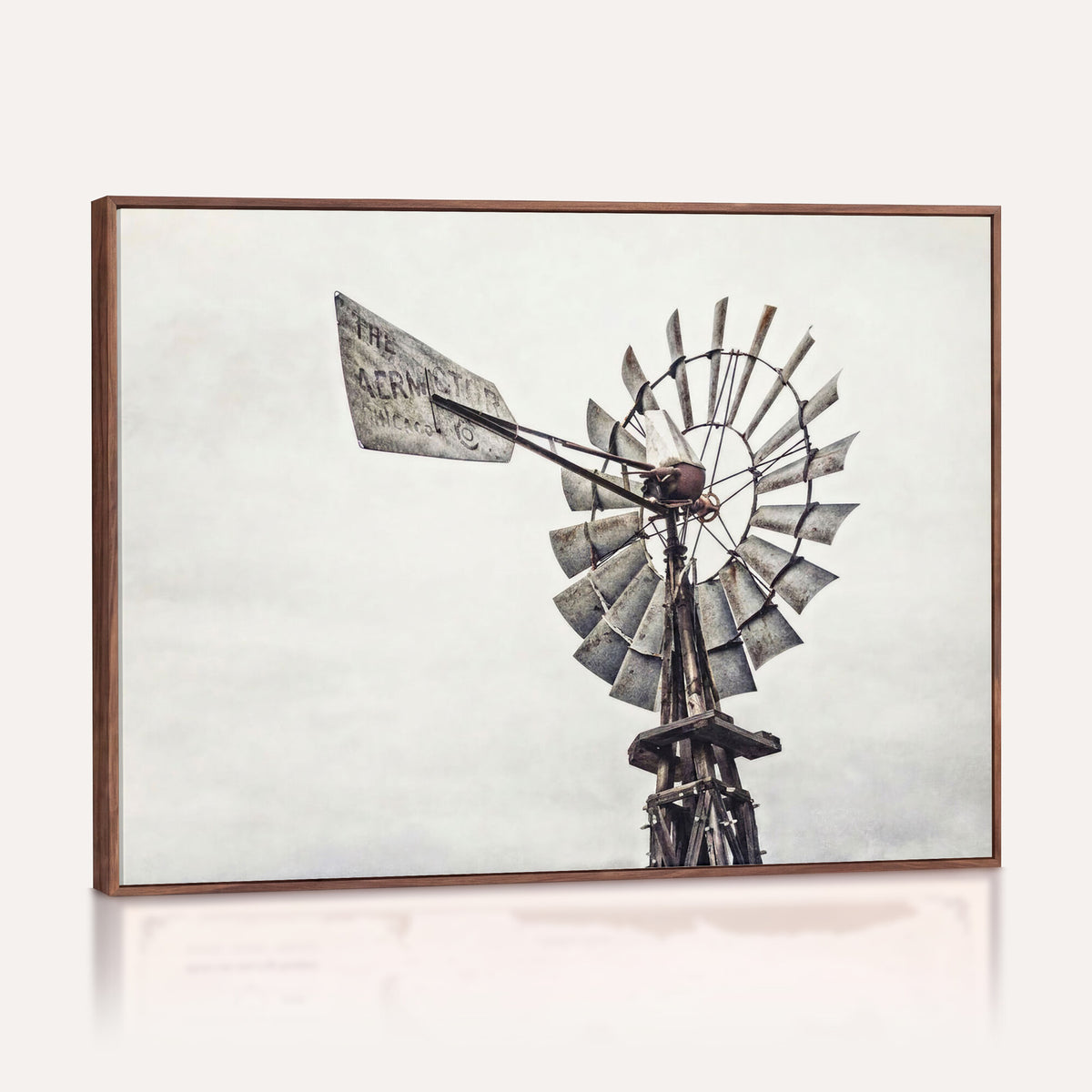 63200638-MGV-TP-24X36 - Vintage Rustic Farmhouse Windmill Canvas Wall Art - Western Country Landscape Print