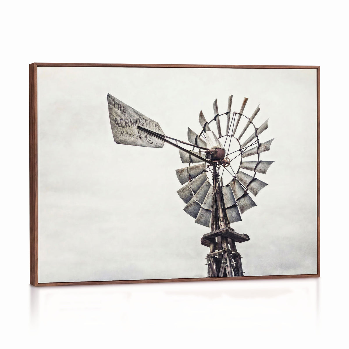 63200638-MGV-TP-30X20 - Vintage Rustic Farmhouse Windmill Canvas Wall Art - Western Country Landscape Print