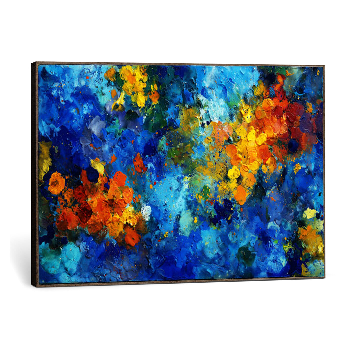 52431611-MGV-CV-36X24 - Vibrant Blue Abstract Canvas Wall Art Colorful Impasto Oil Painting Print