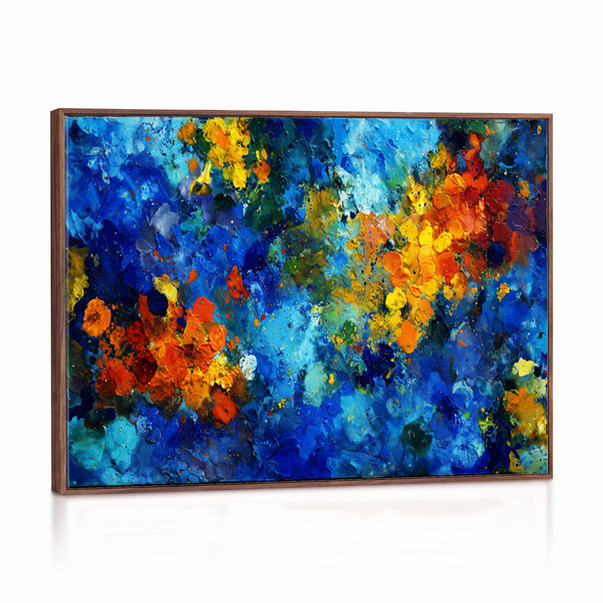 52431611-MGV-CV-36X24 - Vibrant Blue Abstract Canvas Wall Art Colorful Painterly Oil Painting Style Print