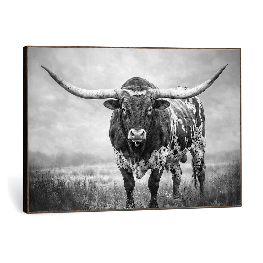 Texas Bull Wall Art Canvas Print for Farmhouse Restaurant Wall Decor