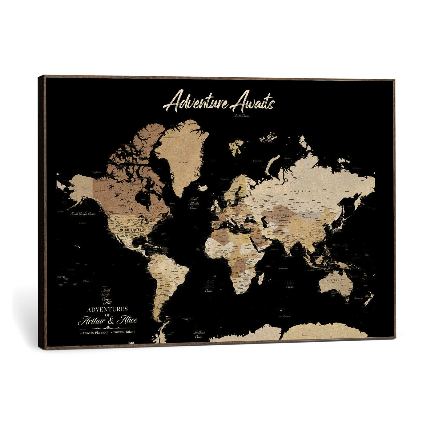 88415067-MGV-CV-36X24 - Custom Push Pin World Map Canvas Print – Personalized Travel Map Wall Art