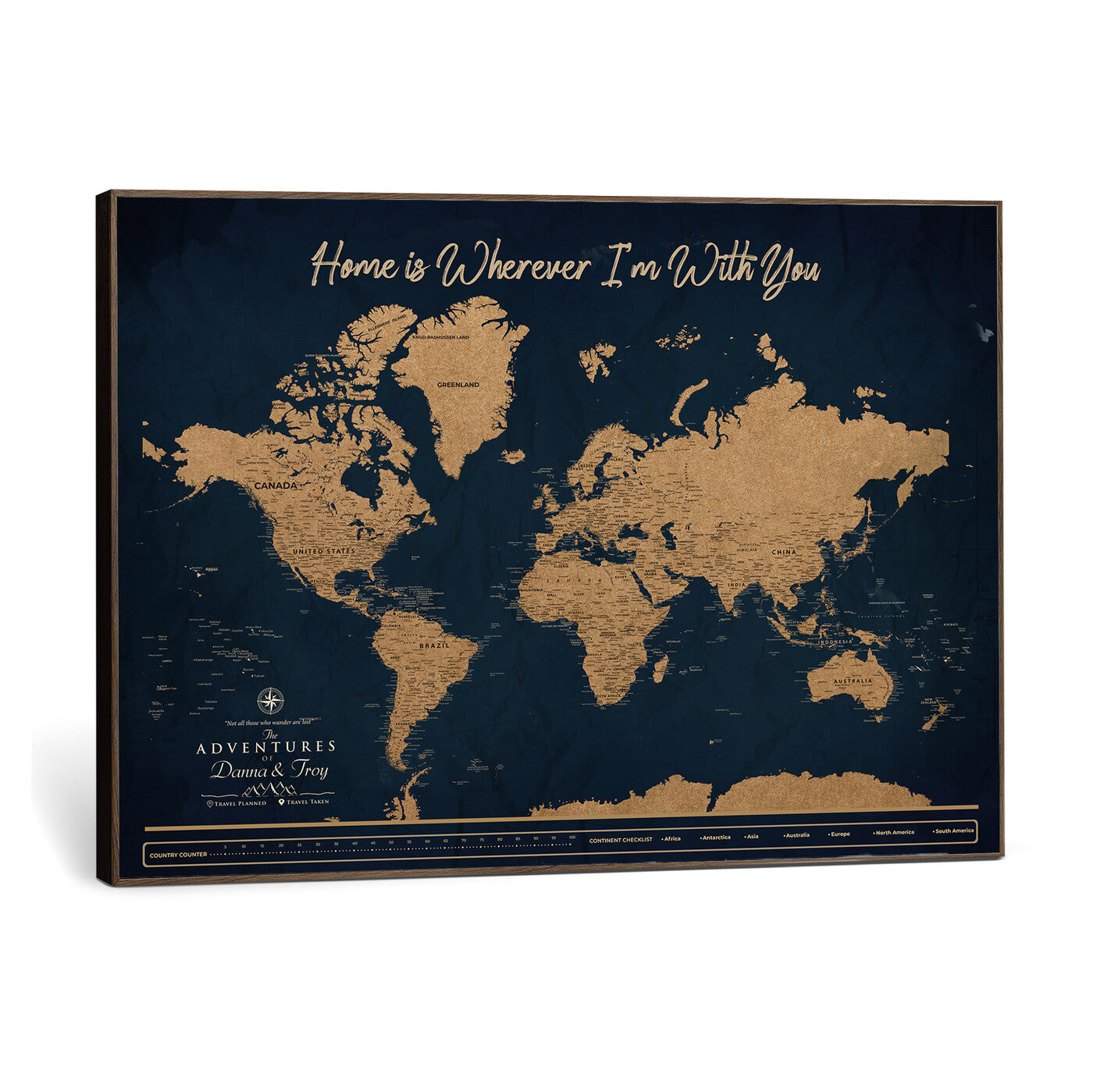 45598170-MGV-CV-36X24 - Custom Push Pin World Map Canvas Print – Personalized Travel Map Wall Art
