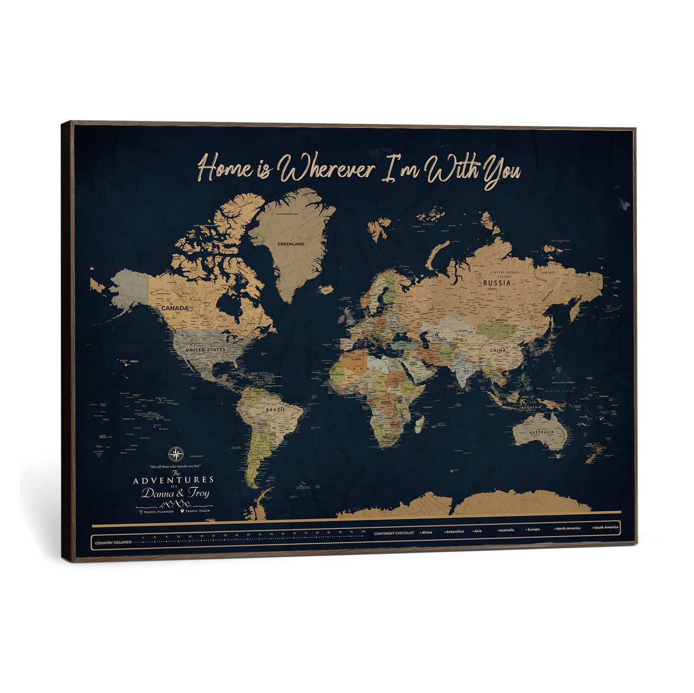 14276407-MGV-CV-36X24 - Custom Push Pin World Map Canvas Print – Personalized Travel Map Wall Art