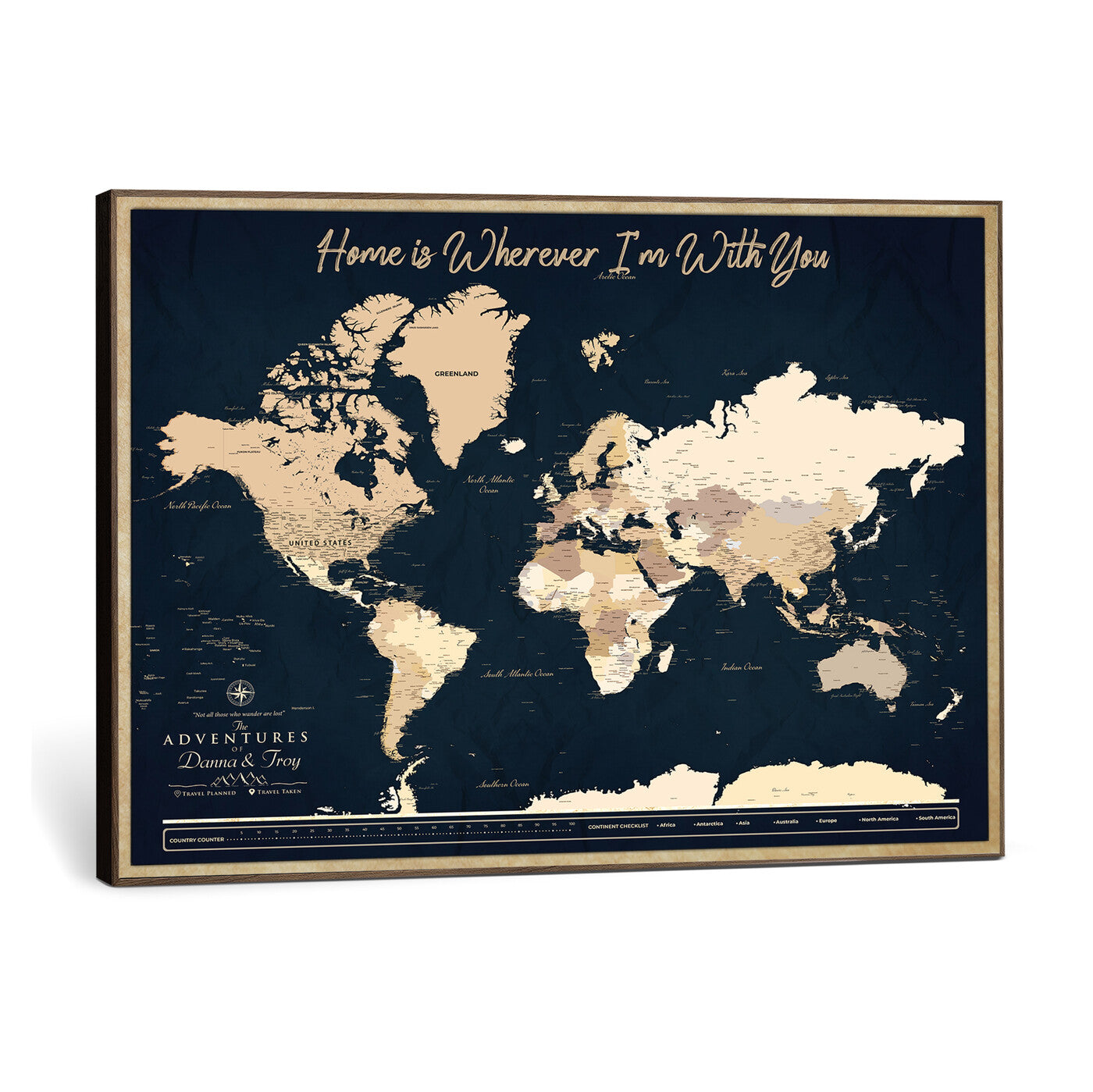 29990805-MGV-CV-36X24 - Custom Push Pin World Map Canvas Print – Personalized Travel Map Wall Art