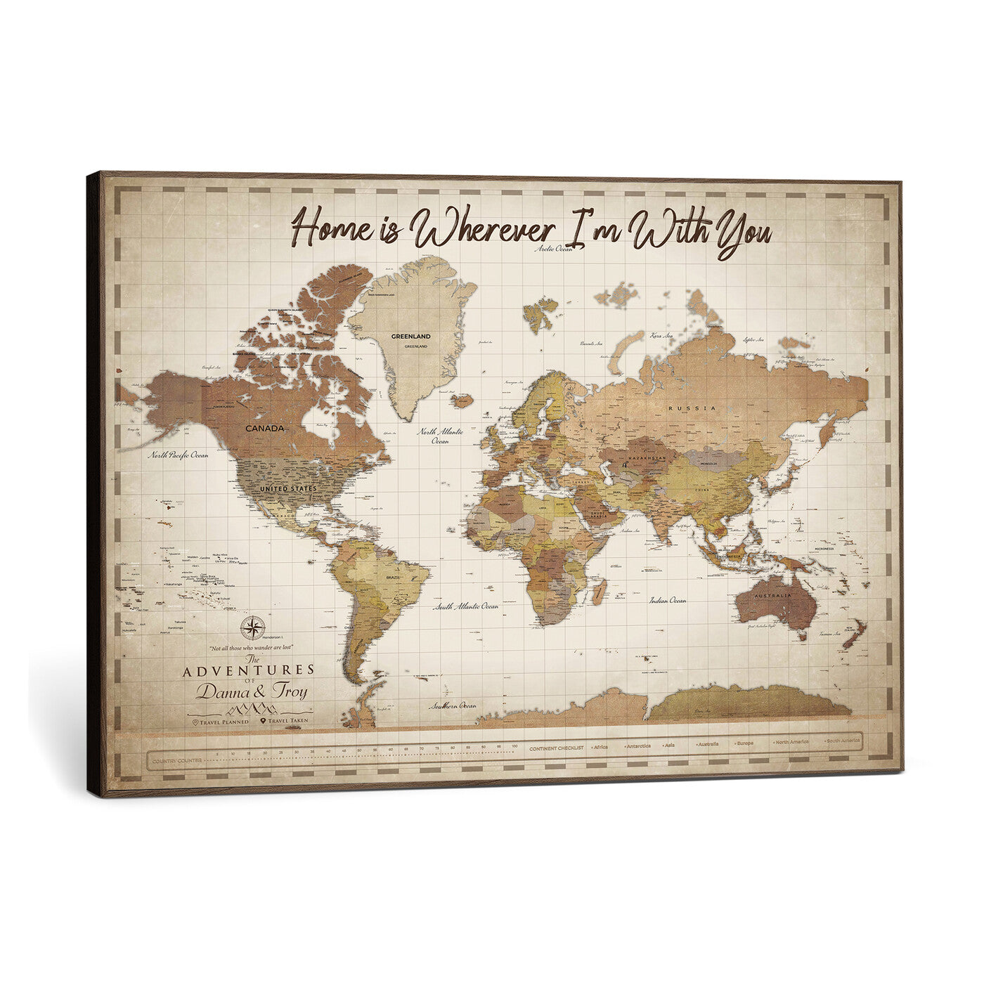 33352020-MGV-CV-36X24 - Custom Push Pin World Map Canvas Print – Personalized Travel Map Wall Art