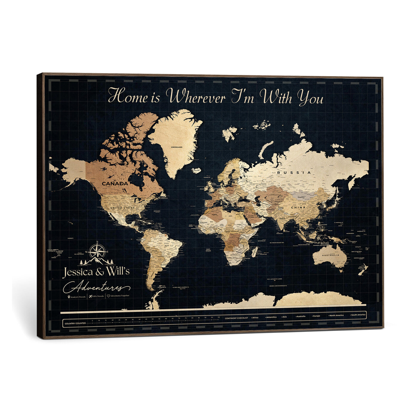 83786806-MGV-CV-36X24 - Custom Push Pin World Map Canvas Print – Personalized Travel Map Wall Art