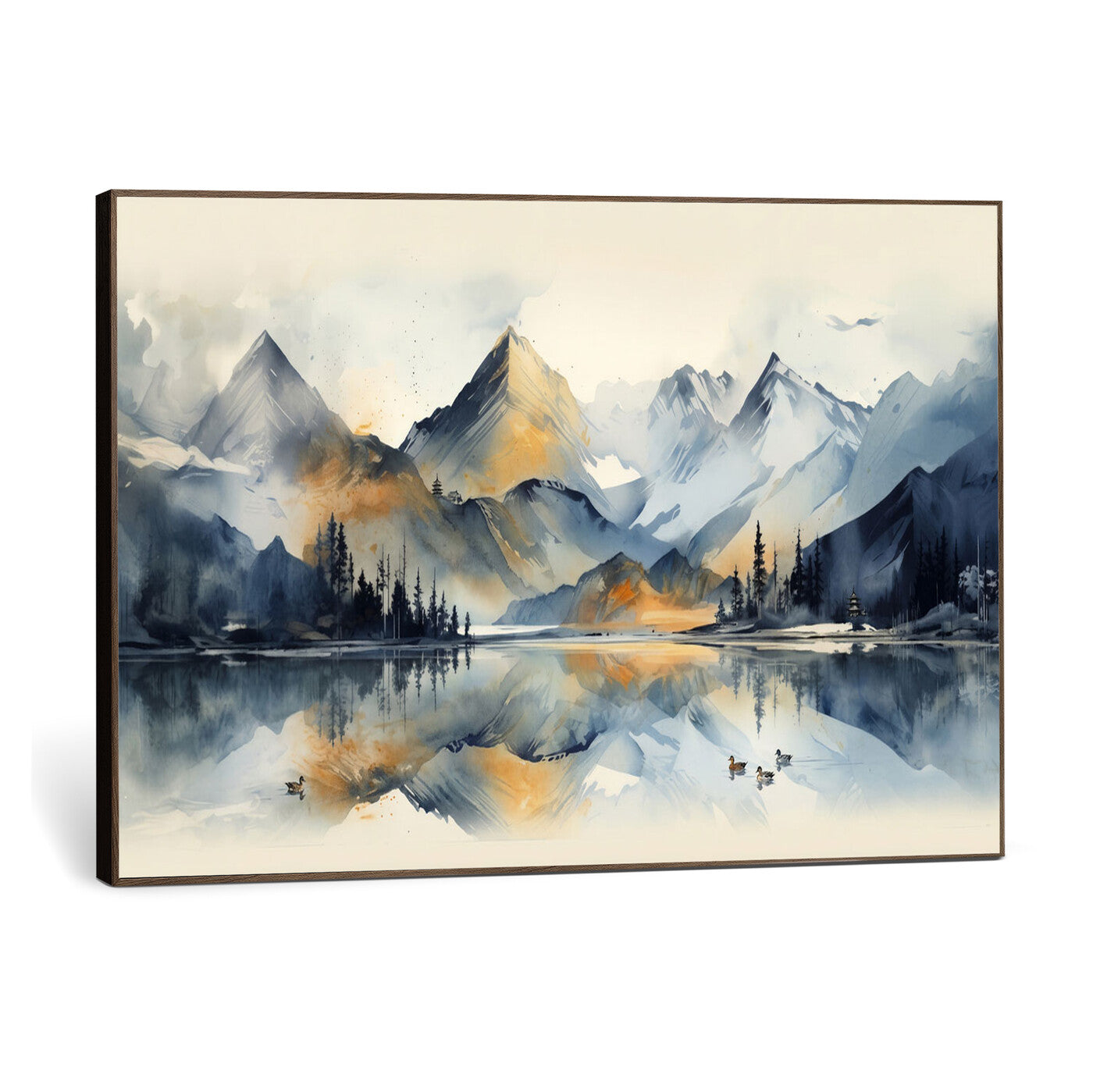 10196184T-MGV-CV-36X24 - Abstract Lake Mountain Wall Art Canvas Print