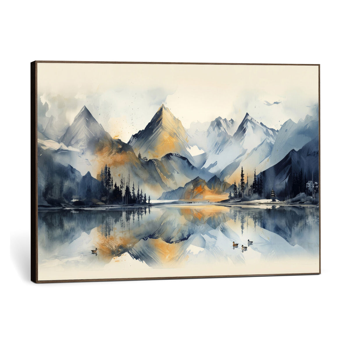 10196184T-MGV-CV-36X24 - Abstract Lake Mountain Wall Art Canvas Print
