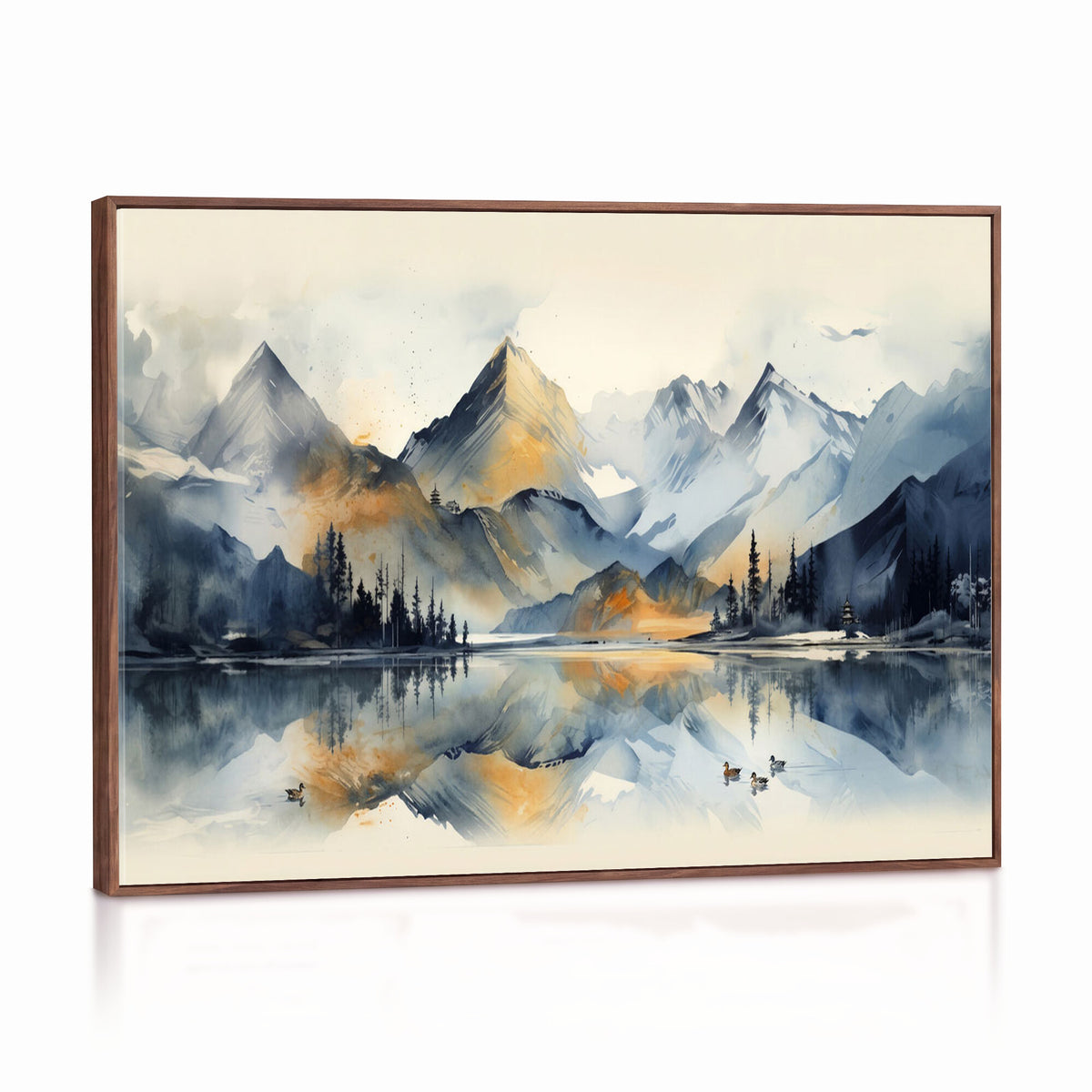 10196184T-MGV-CV-36X24 - Lake Abstract Mountain Wall Art Canvas Print