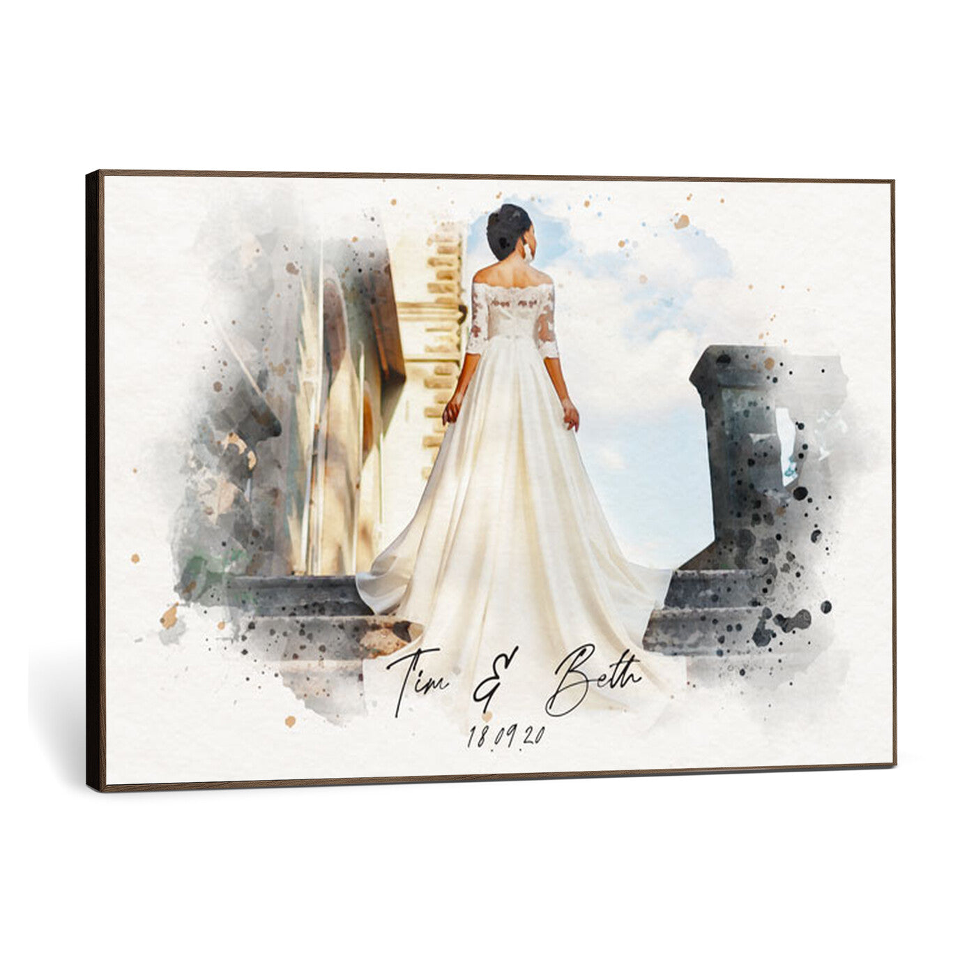 22778251-MGV-CV-36X24 - Watercolor Couple Portrait from Photo, Custom Wedding Anniversary Gift for Wife Husband Parents, Engagement Gift for Friend, Custom Gift