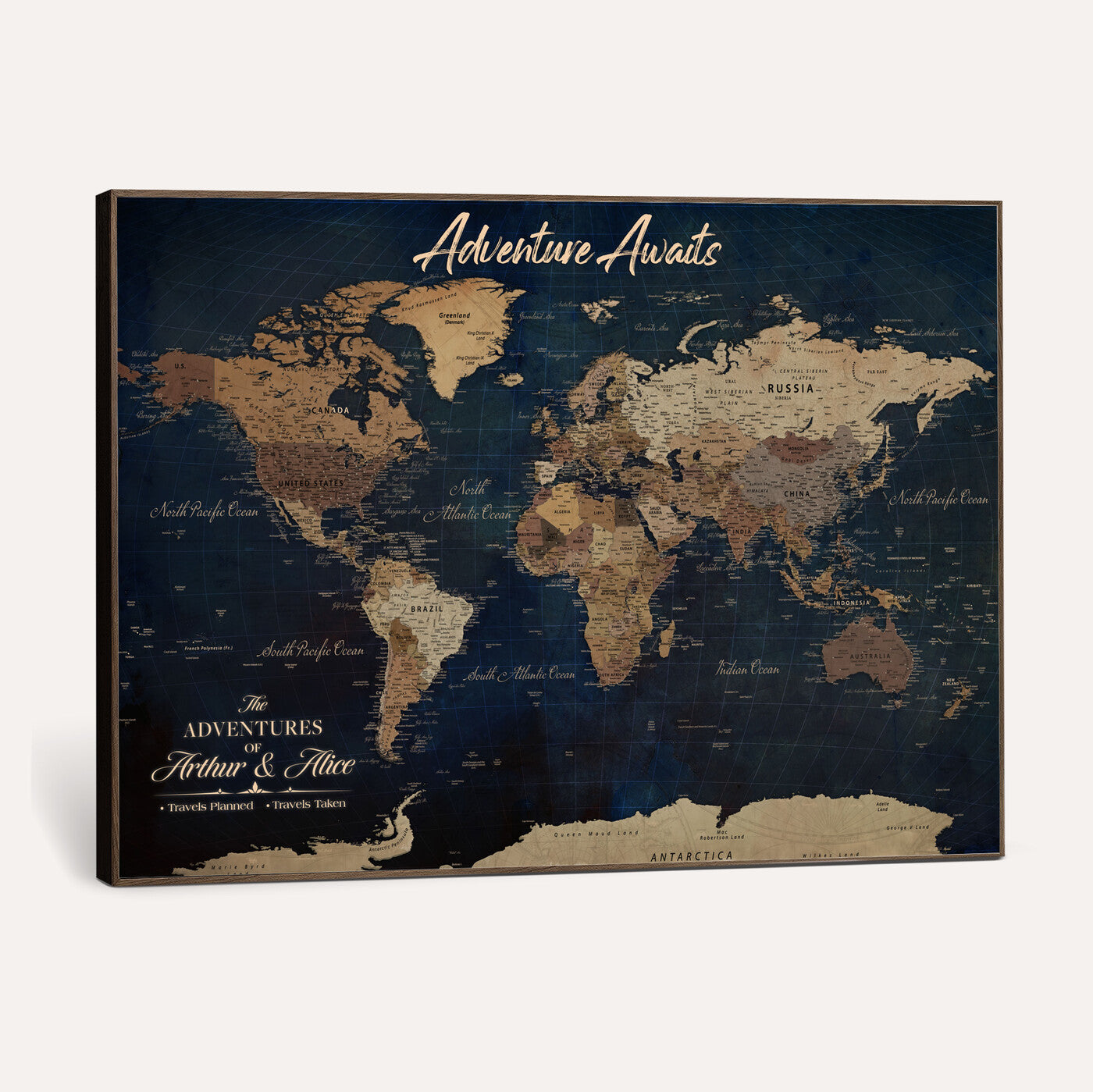 74477969-MGV-CV-36X24 - Custom Push Pin World Map Canvas | Personalized Travel Tracker | Wedding Anniversary Gift for Couples | Adventure Map Wall Art with Pins