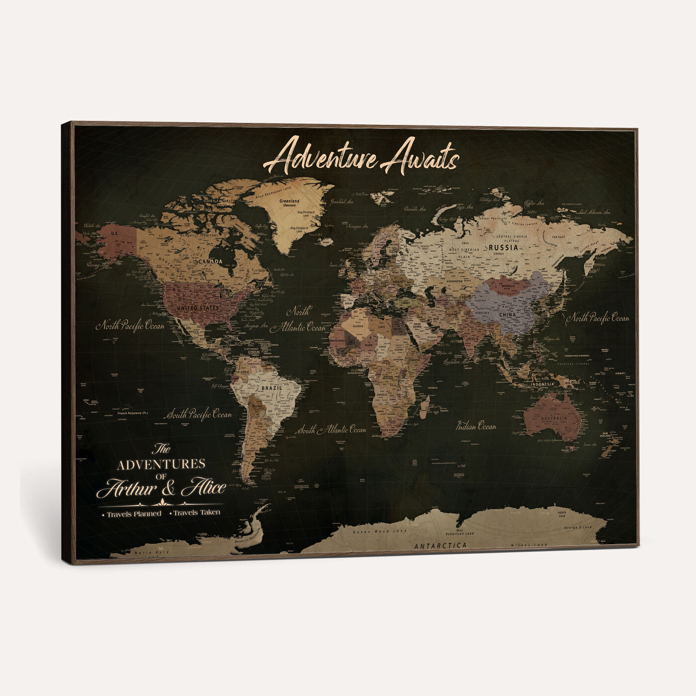 46935759-MGV-CV-36X24 - Custom Push Pin World Map Canvas | Personalized Travel Tracker | Wedding Anniversary Gift for Couples | Adventure Map Wall Art with Pins