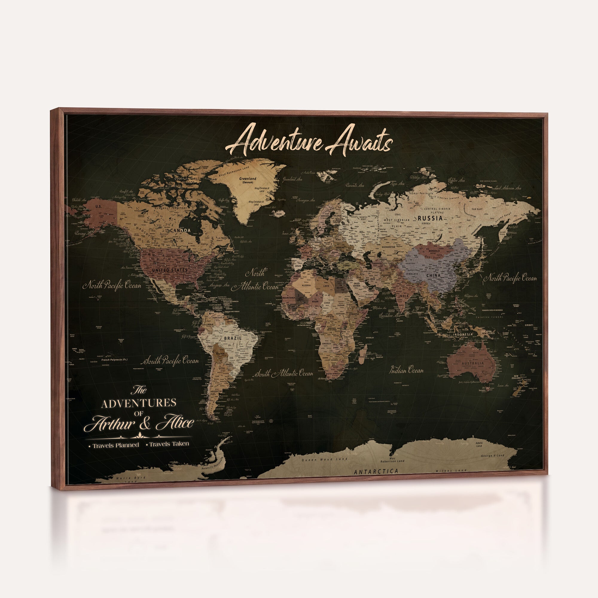 46935759-MGV-CV-36X24 - Custom Push Pin World Map Canvas | Personalized Travel Tracker | Wedding Anniversary Gift for Couples - Adventure Map Wall Art with Pins