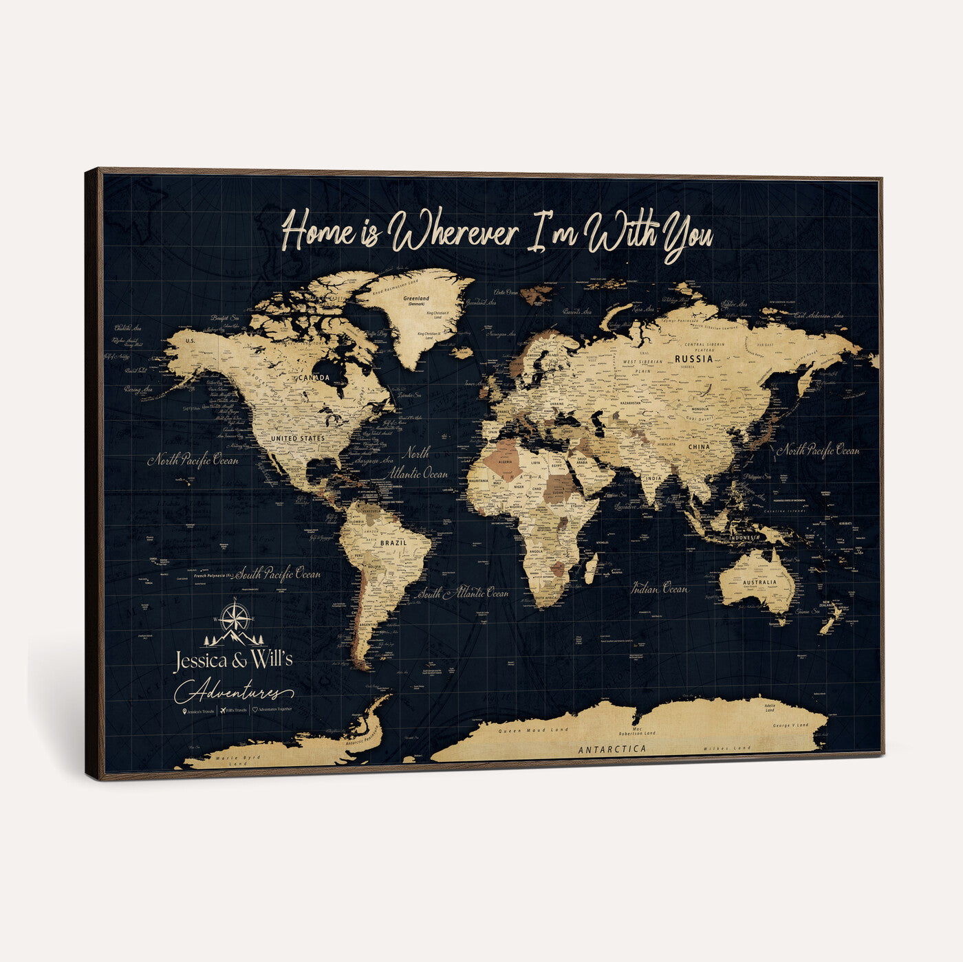 19542599-MGV-CV-36X24 - Custom Push Pin World Map Canvas | Personalized Travel Tracker | Wedding Anniversary Gift for Couples | Adventure Map Wall Art with Pins