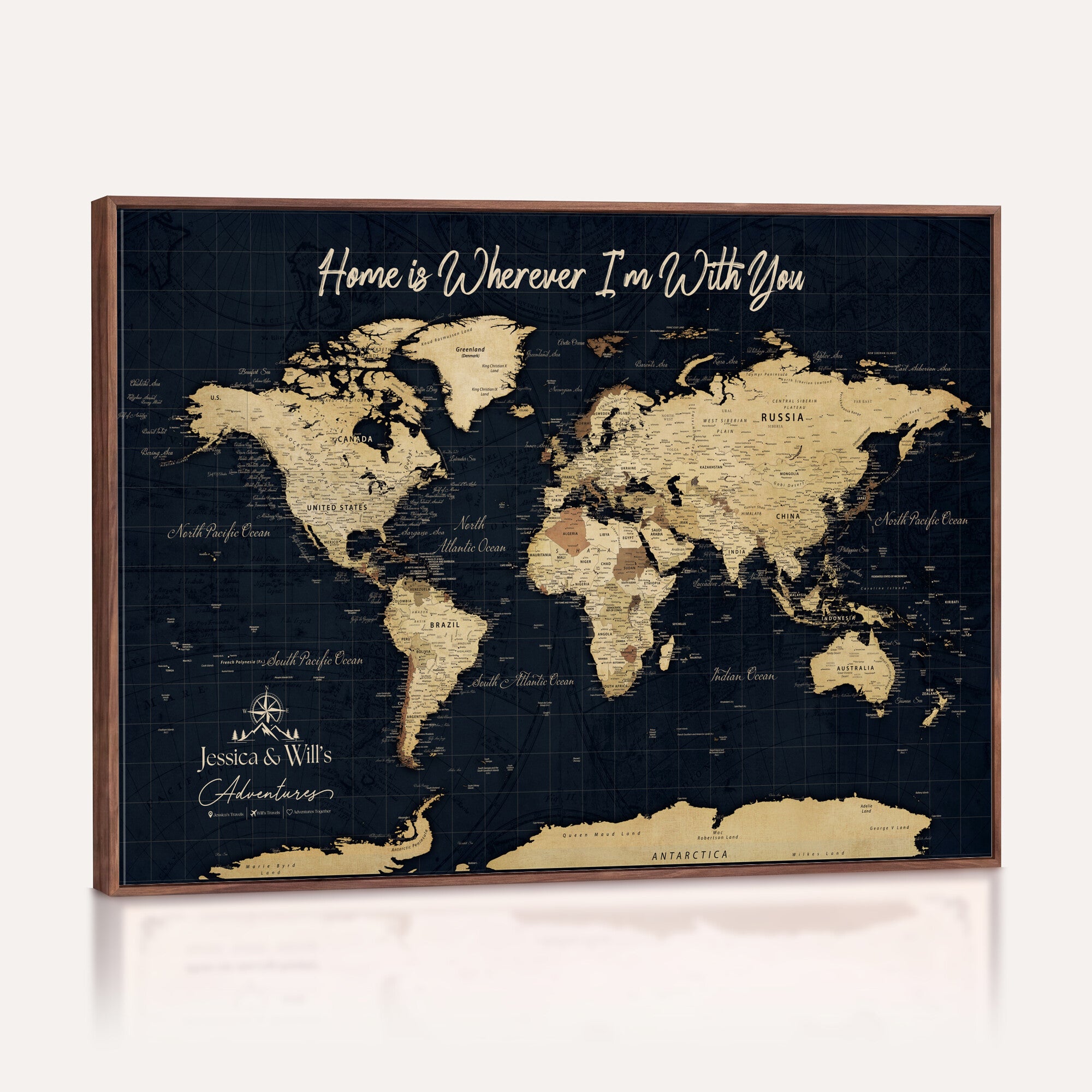 19542599-MGV-CV-36X24 - Custom Push Pin World Map Canvas | Personalized Travel Tracker | Wedding Anniversary Gift for Couples - Adventure Map Wall Art with Pins