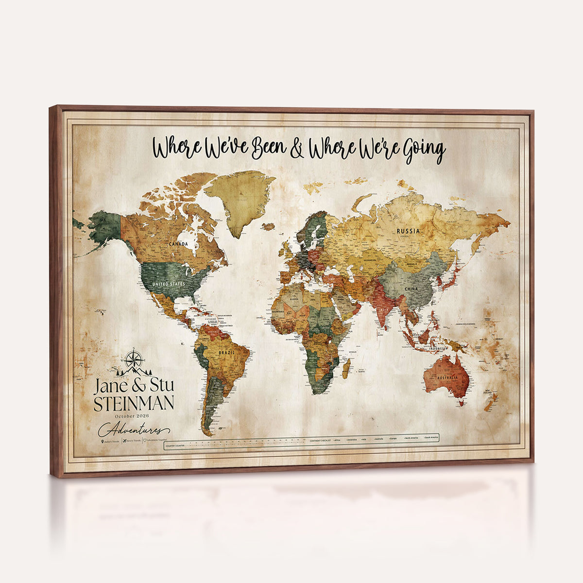 19542567-MGV-CV-36X24 - Custom Push Pin World Map Canvas | Personalized Travel Tracker - NEWMAP-167