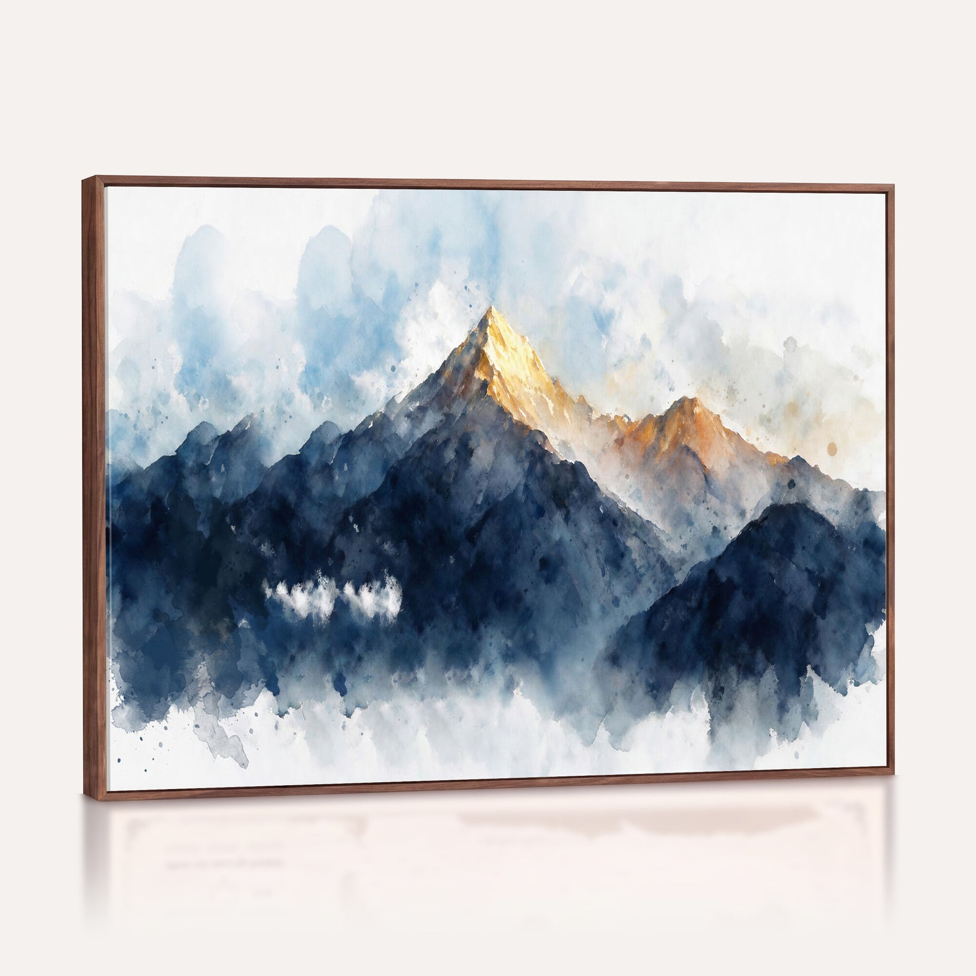 62076449DG1-MGV-CV-36X24 - Abstract Watercolor Mountain Lake Wall Art Print for Living Room Decor