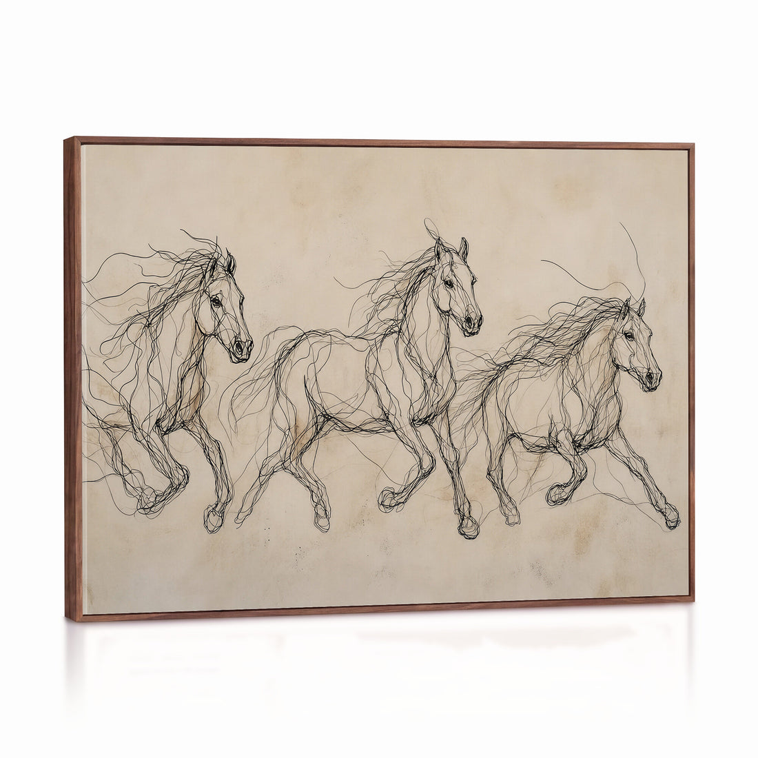 Abstract Horse Line Art Canvas, Gesture Sketch Wild Horses Print, Minimalist Equine Decor