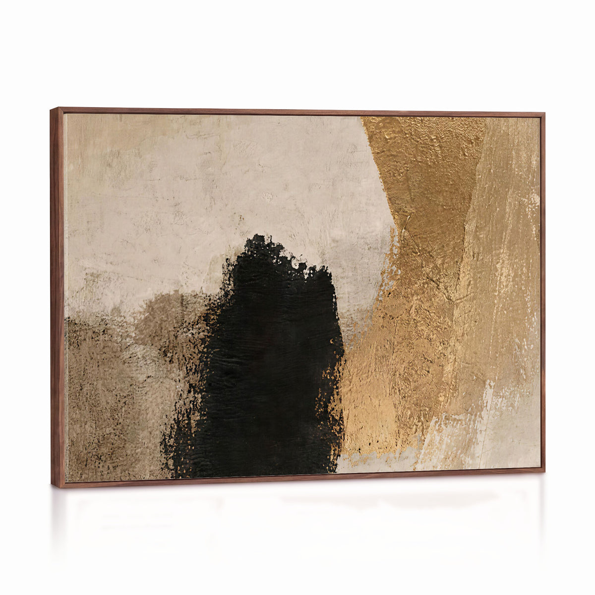 57715470-MGV-CV-36X24 - Modern Black Gold Abstract Canvas Wall Art Print, Luxury Fine Art Picture Print