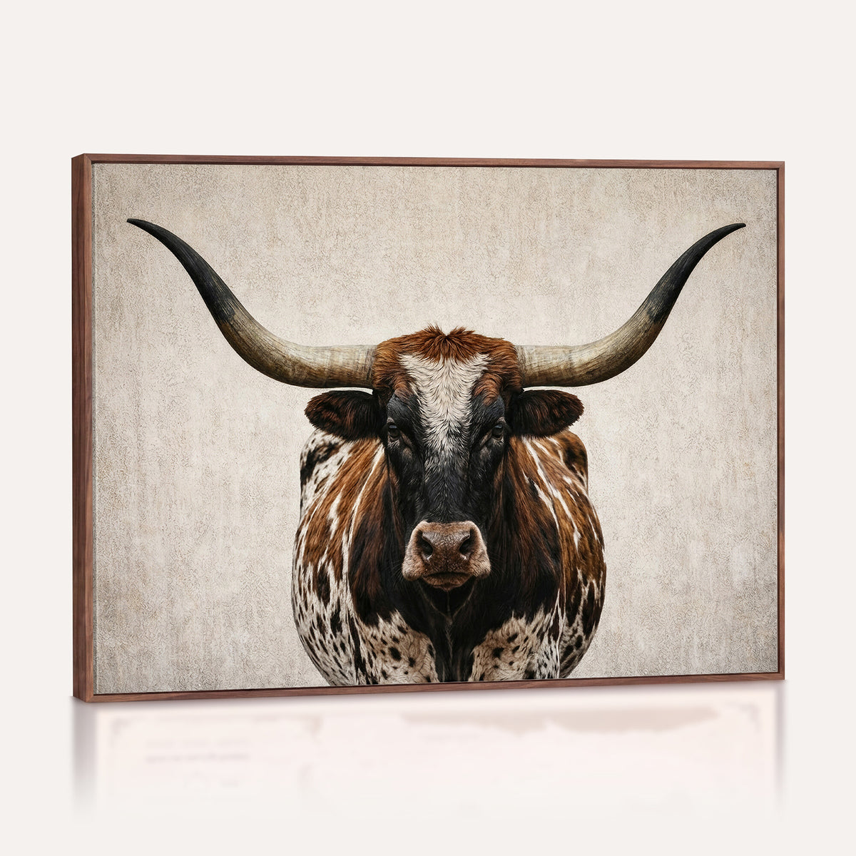 58622065-MGV-CV-36X24 - Texas Longhorn Canvas Wall Art Western Bull Desert Moody Grey Overcast Rustic Farmhouse Framed Large for Living Room Bedroom Office Decor