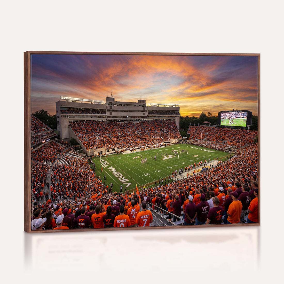 Lane Stadium Canvas Wall Art, Blacksburg College Football Print for Sports Den Decor