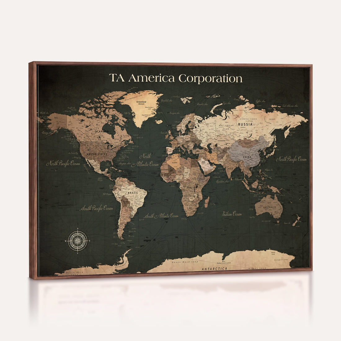 Extra Large Framed Personalized Push Pin World Map Canvas Print