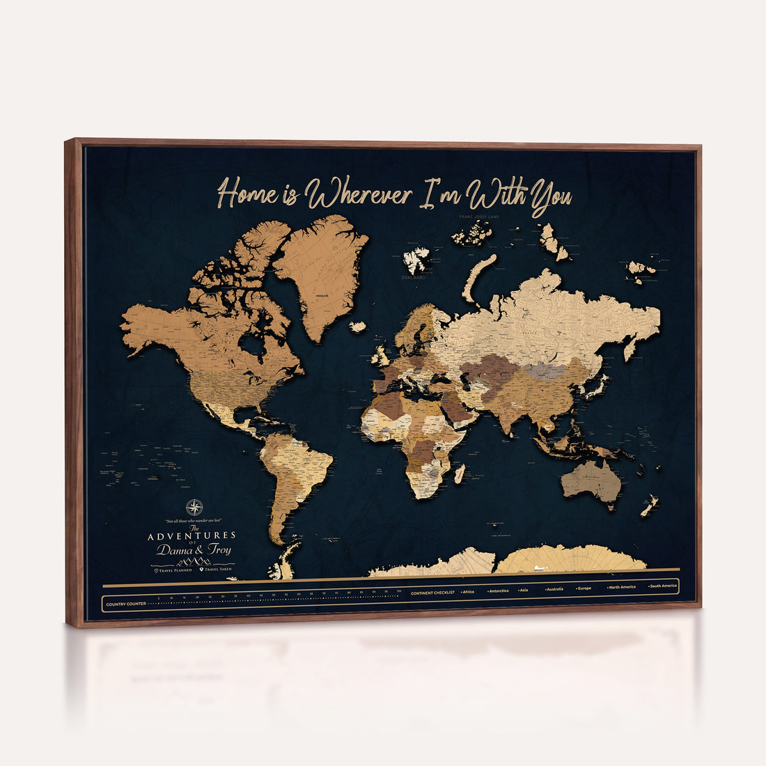 Framed Extra Large World Map Canvas Print, Custom Push Pin Travel Tracker