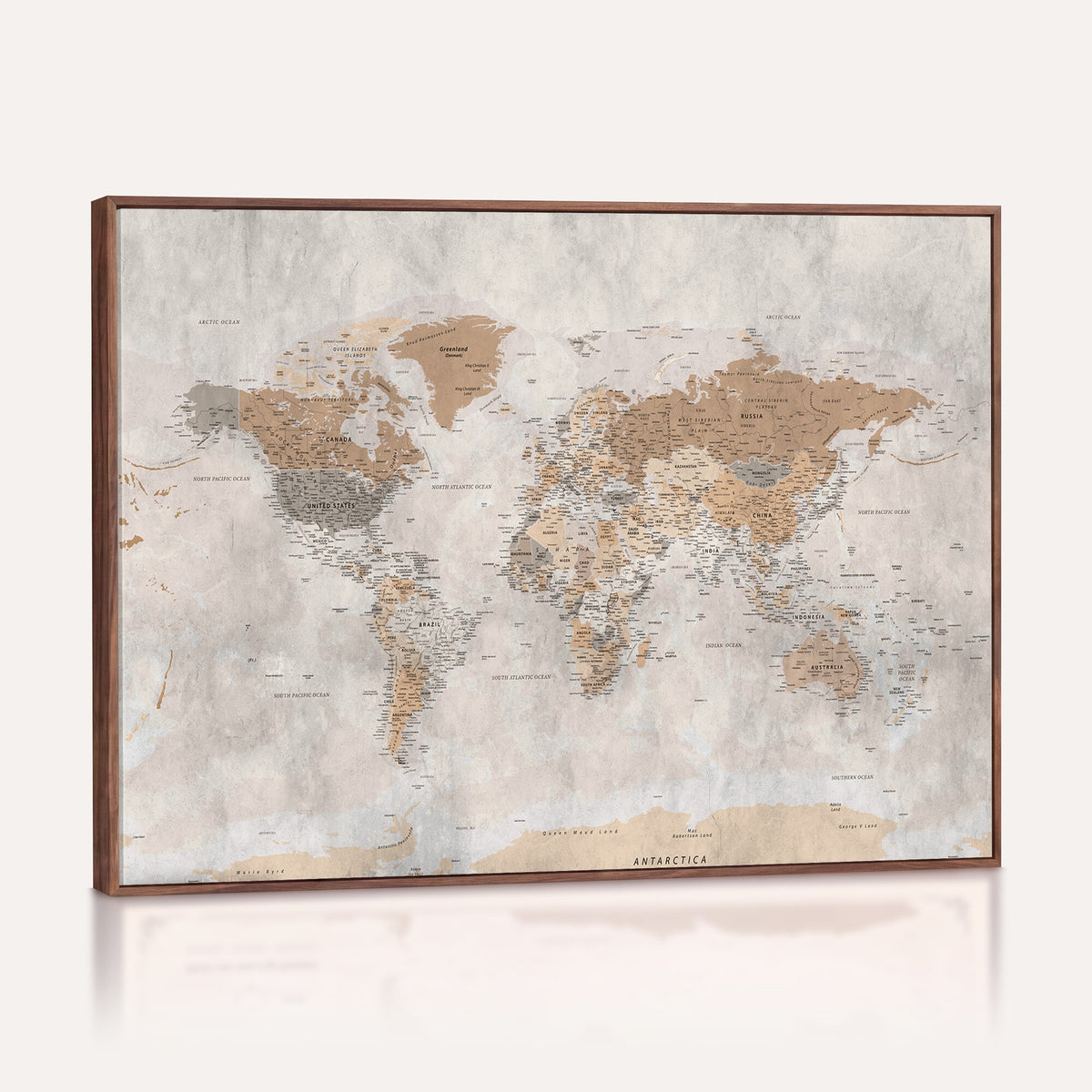 18074626DD-MGV-CV-36X24 - Extra Large Framed Personalize Push Pin World Map Wall Art Canvas Print for Travel Tracking NEWMAP - 009