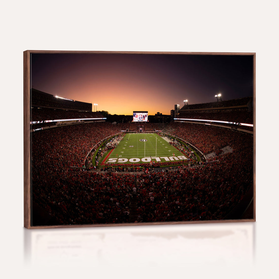 Georgia Bulldogs Stadium Sunset Canvas Print | 3 Piece Framed Wall Art, Extra Large Sports Print