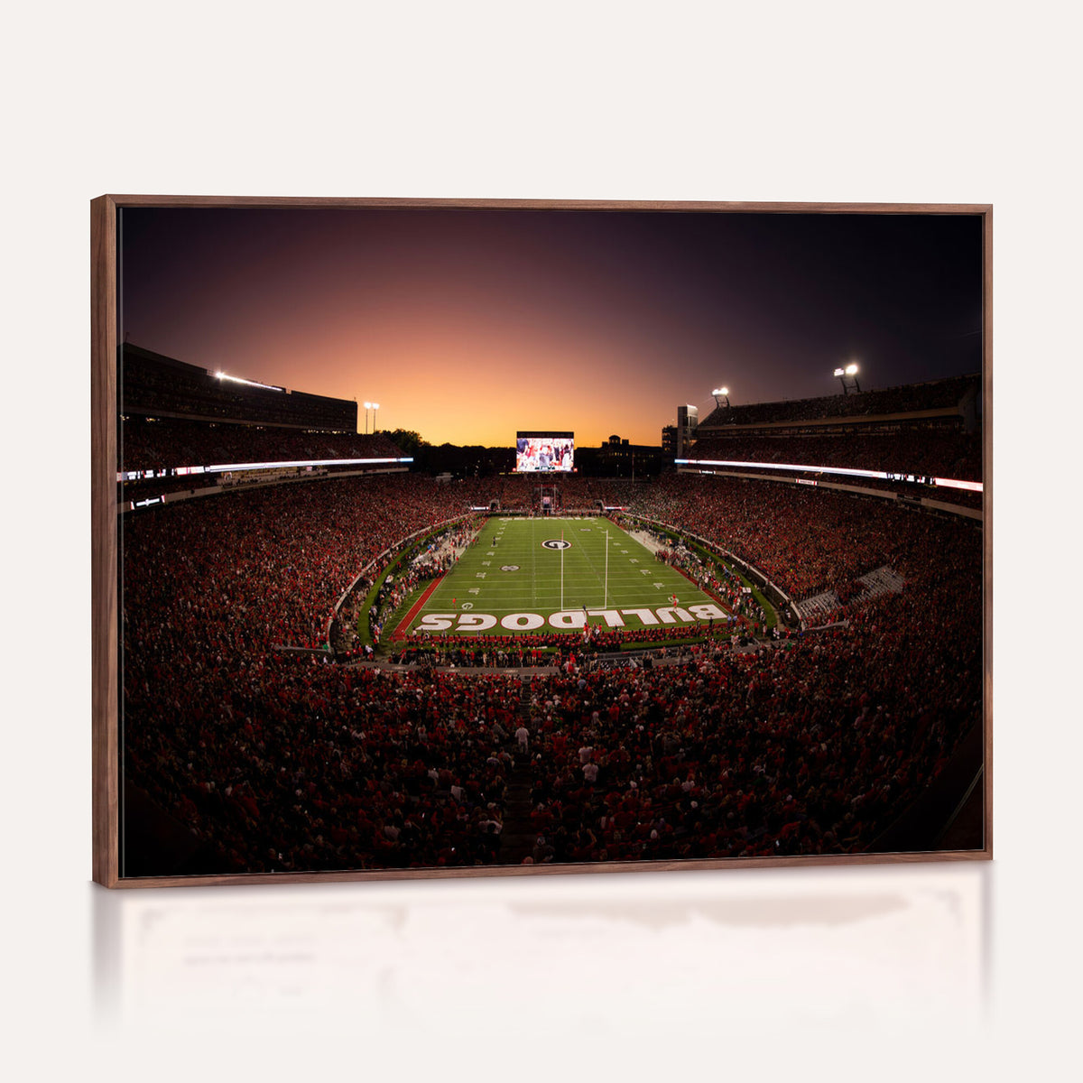 97720998-_Poster-30x20 - Georgia Bulldogs Stadium Sunset Canvas Print 3 Piece Framed Wall Art Extra Large Floating Frame Sports Poster Made in USA