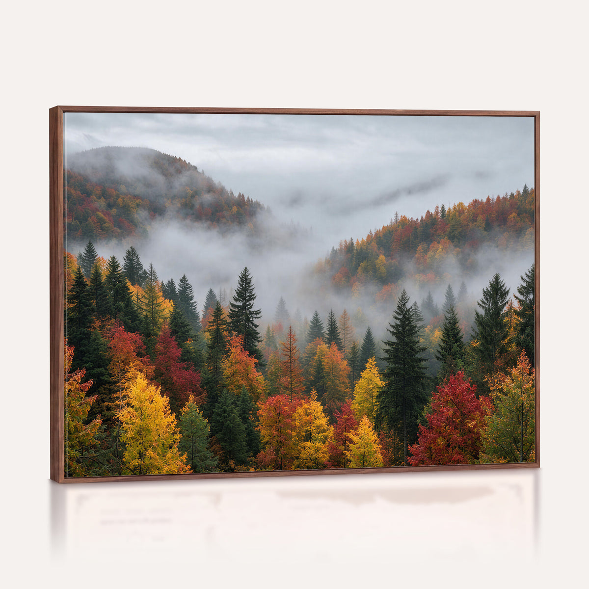 47877083-_Poster-30x20 - Fall Forest Misty Mountain Canvas Print Smoky Mountain Landscape Wall Art Autumn Trees Nature Poster Printing