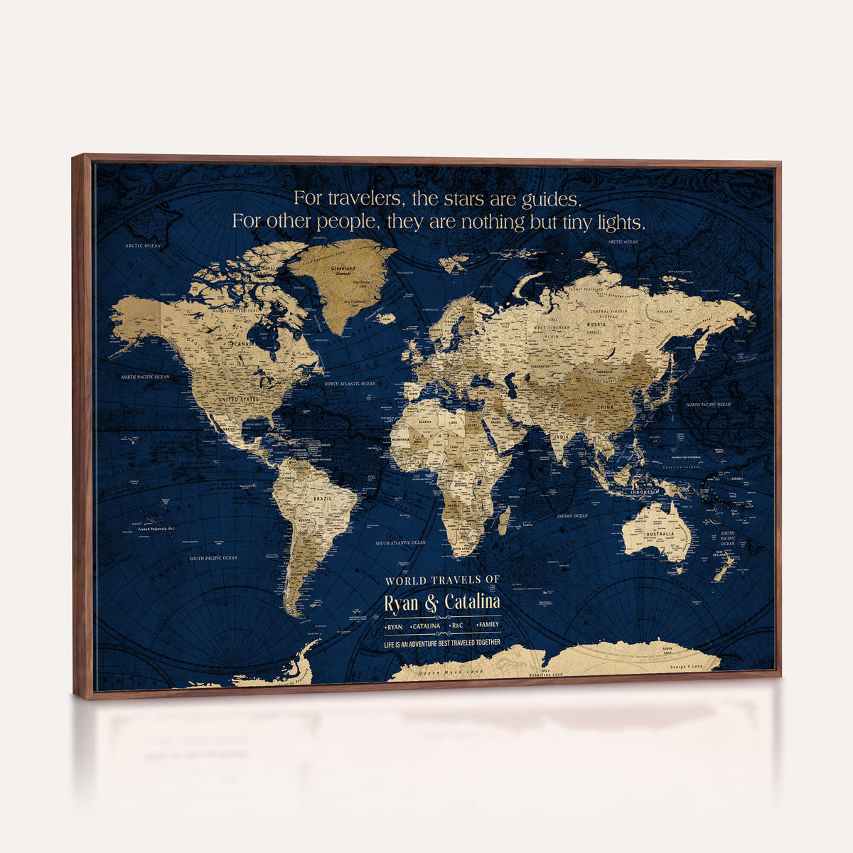 71667510D-MGV-CV-36X24 - Custom Push Pin World Map Wall Art Canvas Print | Personalized Travel Tracker with Pins Framed Large for Home and Office Decor