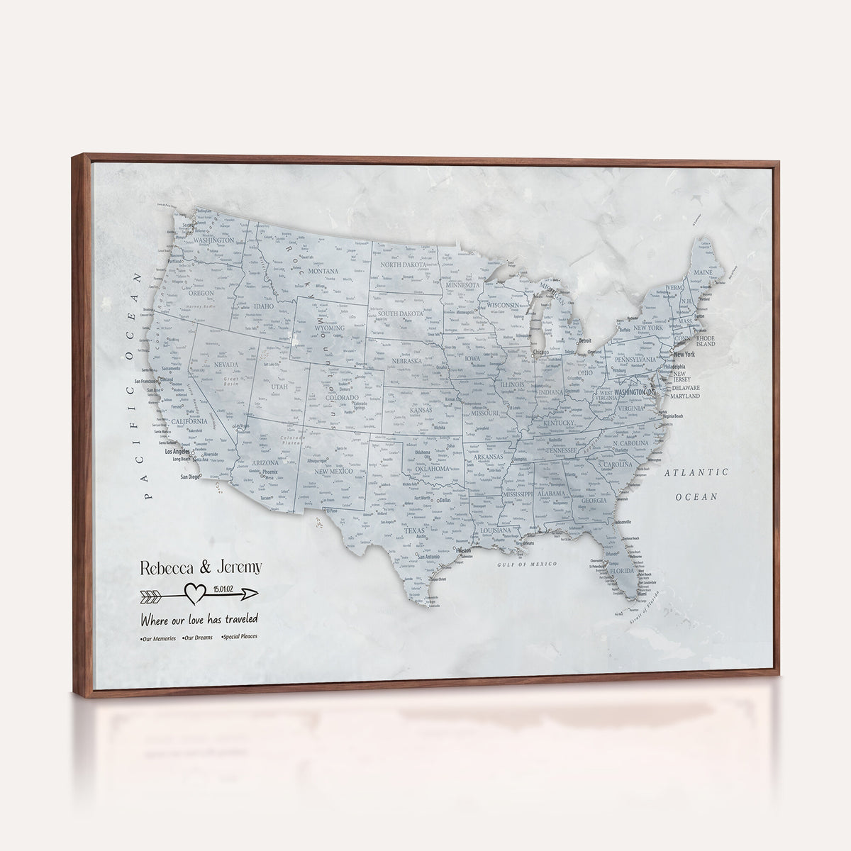 35973131-MGV-CV-36X24 - Custom USA Push Pin Travel Map Canvas Wall Art - Personalized Couples Gift Flat Digital Print