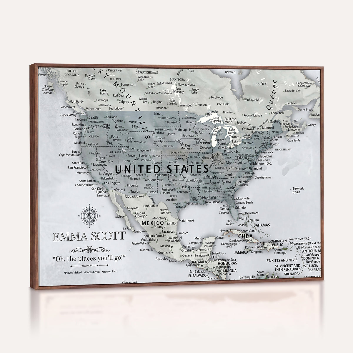 90686209D-MGV-CV-36X24 - Custom USA Push Pin Travel Map Canvas Wall Art - Personalized Couples Gift Flat Digital Print