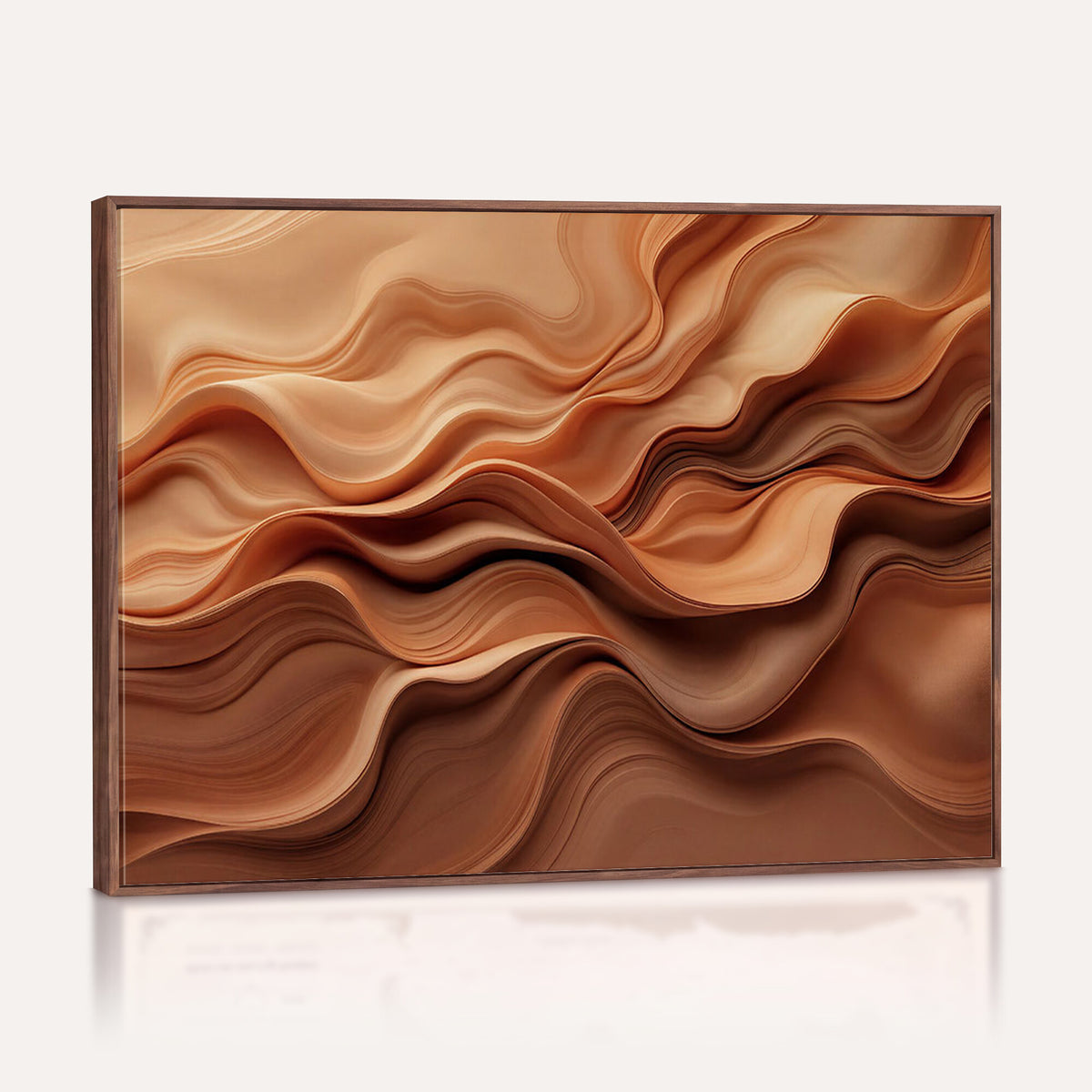 82230697-MGV-CV-36X24 - Modern Abstract Fluid Waves Canvas Wall Art - Minimalist Warm Terracotta Beige Sand Print