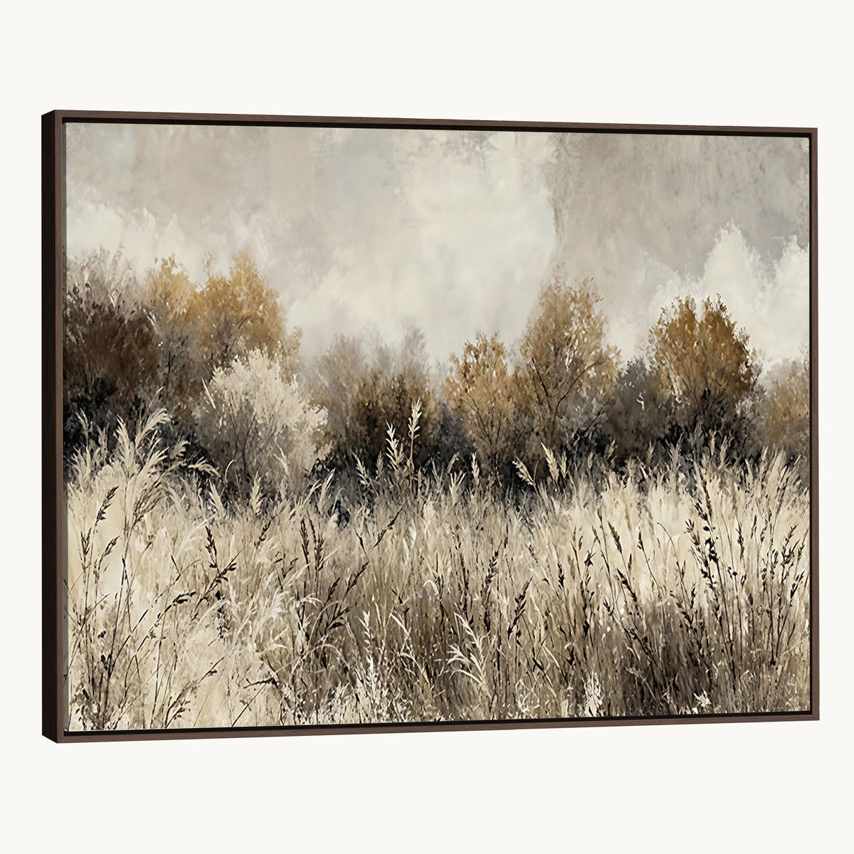 53959945-_Poster-30x20 - Muted Neutral Forest Landscape Canvas Wall Art - Vintage Rustic Wildflower Meadow Print