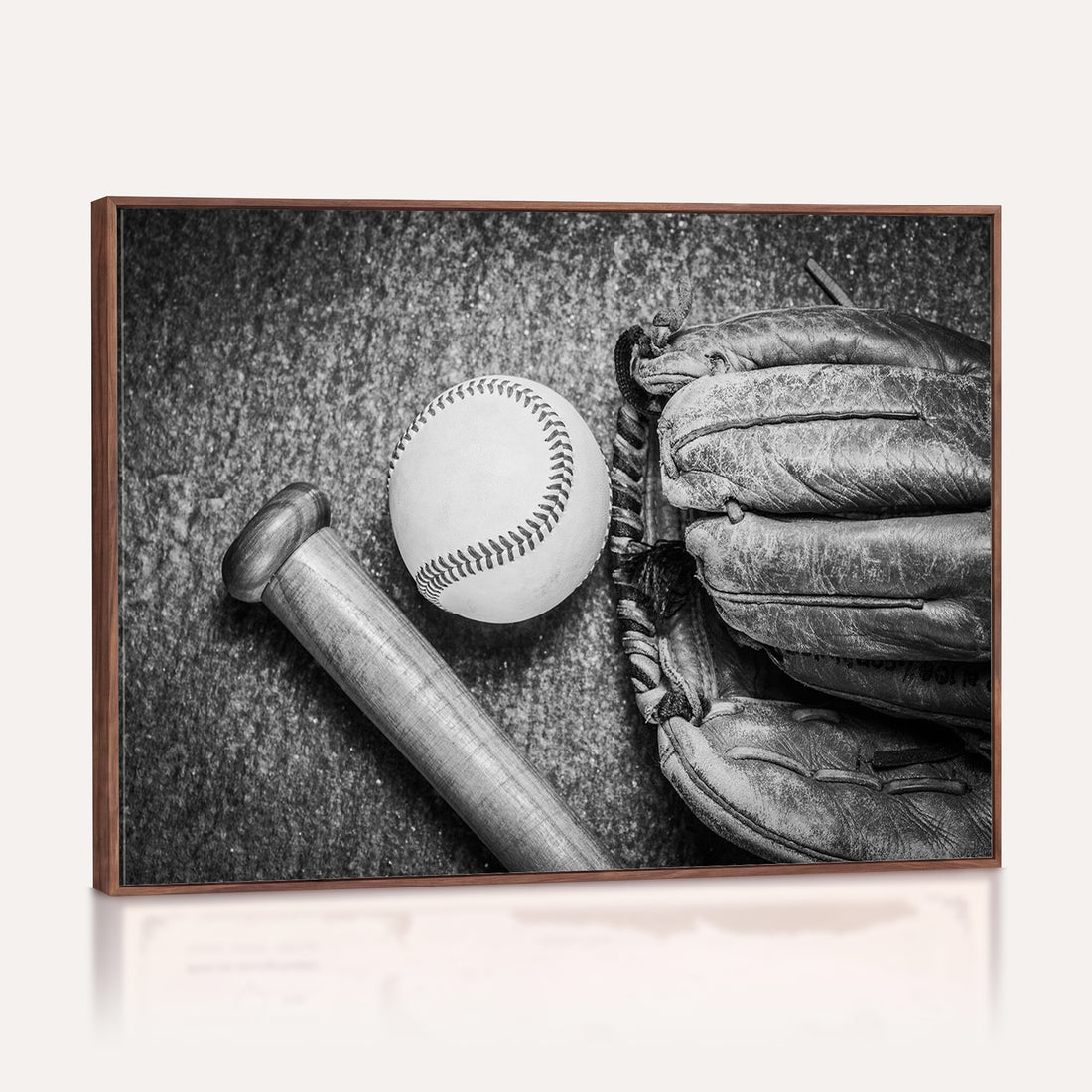 Vintage Baseball Glove and Bat Sports Wall Art Canvas Print