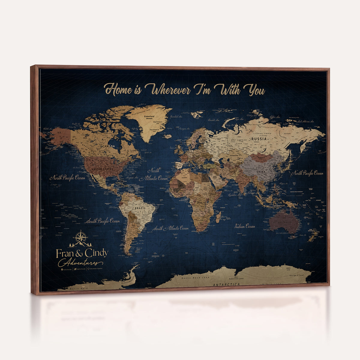 57774467-MGV-CV-36X24 - Custom Push Pin World Map Wall Art Canvas Print – Personalized Travel Tracker with Pins Framed Large for Home and Office Decor