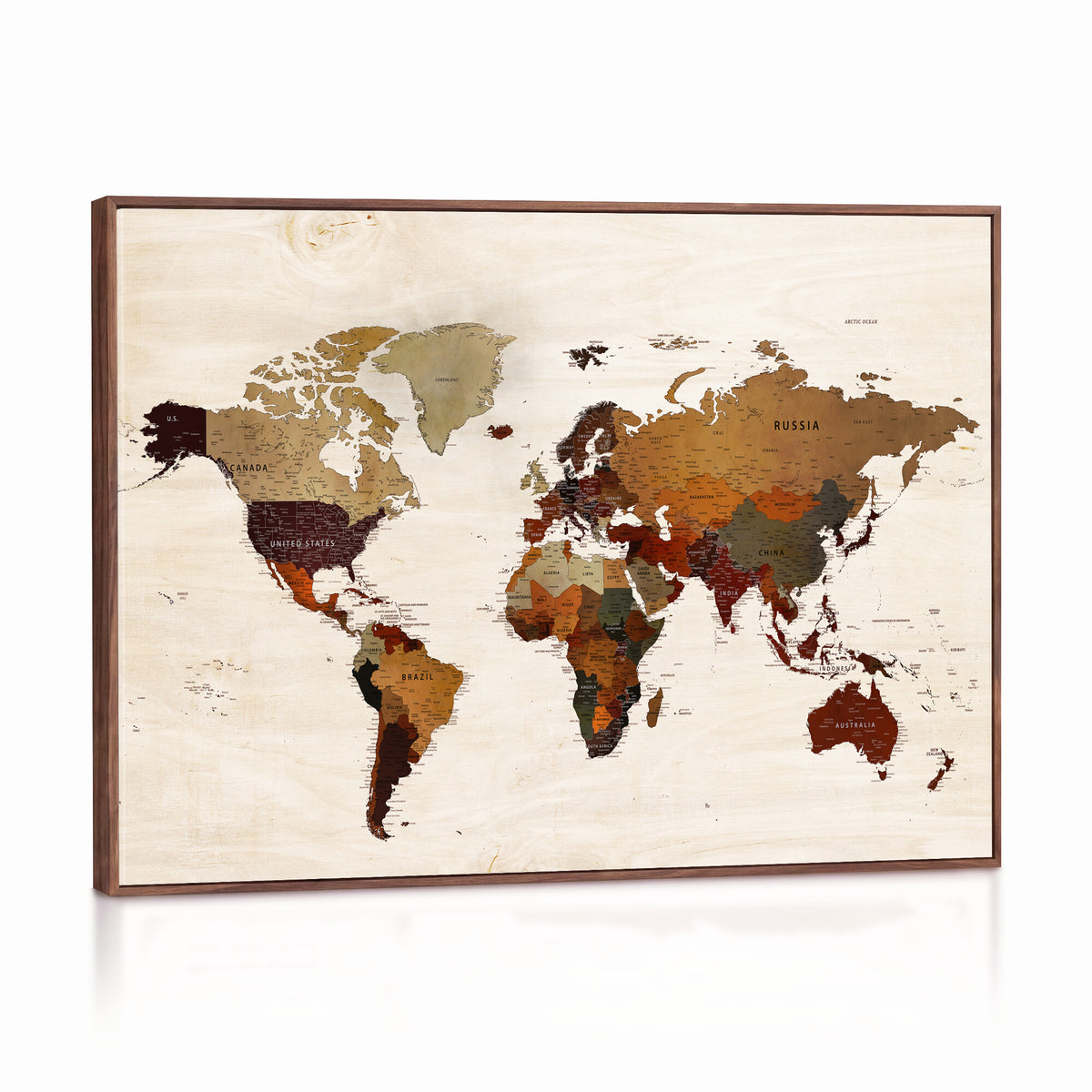 35728547D-MGV-CV-36X24 - Custom Push Pin World Map Wall Art Canvas Print – Personalized Travel Tracker with Pins Framed Large for Home and Office Decor