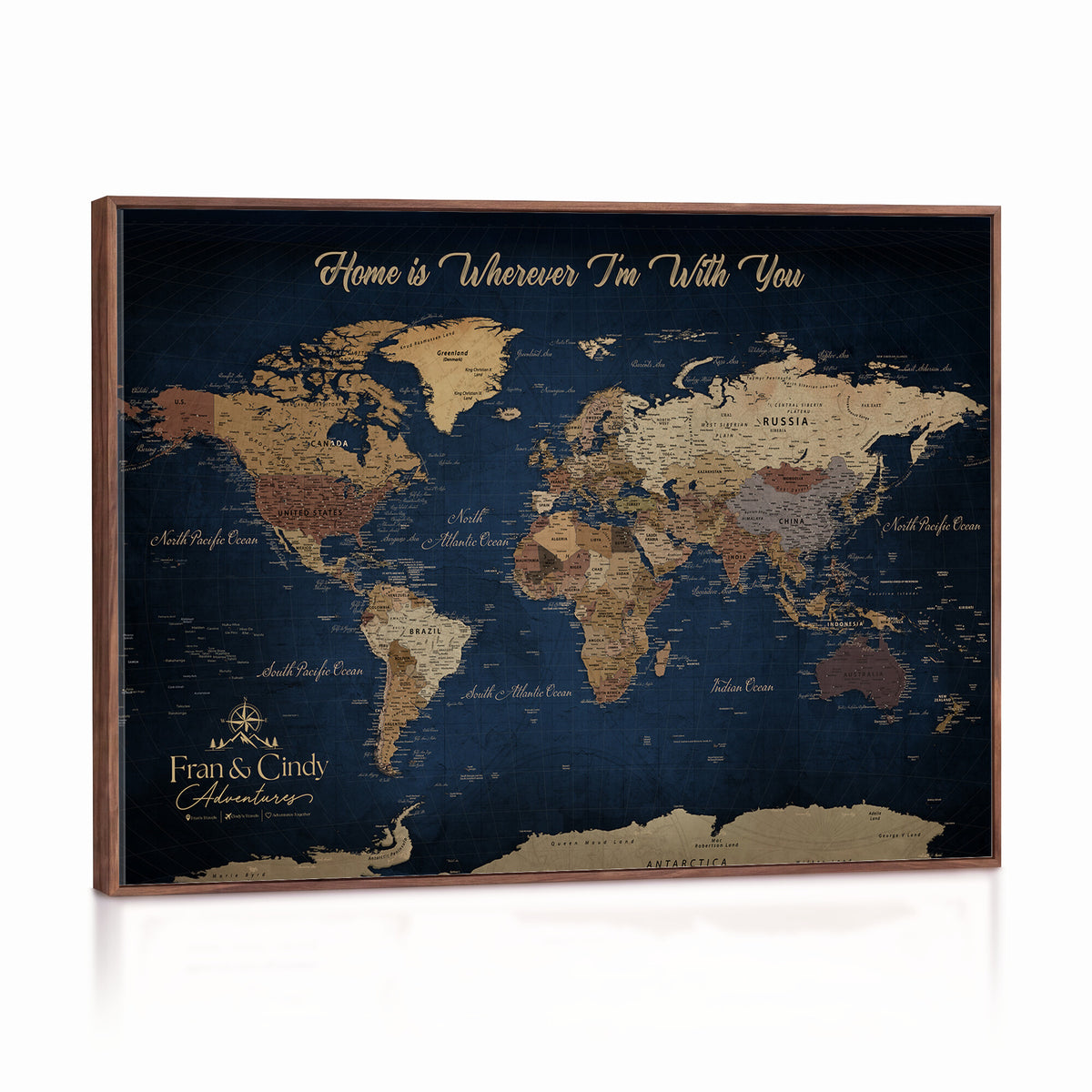 57774467D-MGV-CV-36X24 - Custom Push Pin World Map Wall Art Canvas Print – Personalized Travel Tracker with Pins Framed Large for Home and Office Decor