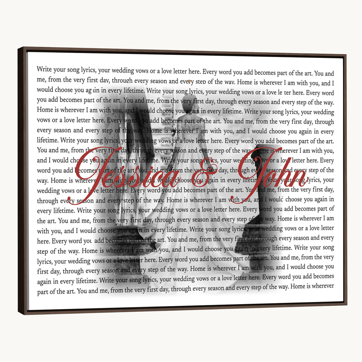 CSTM914LIRIK-MGV-CV-36X24 - Song Lyrics over Photo Canvas Print – Personalized Wedding Song and Photo Wall Art