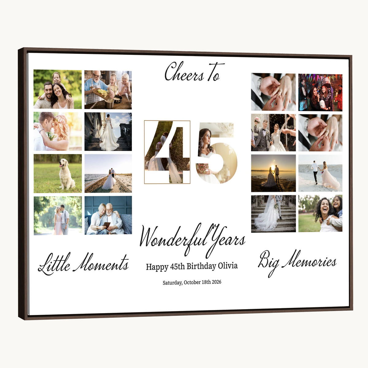 CSTM914CLJ-MGV-CV-36X24 - Moments and Memories Canvas Print – Personalized Birthday Photo Grid Wall Art