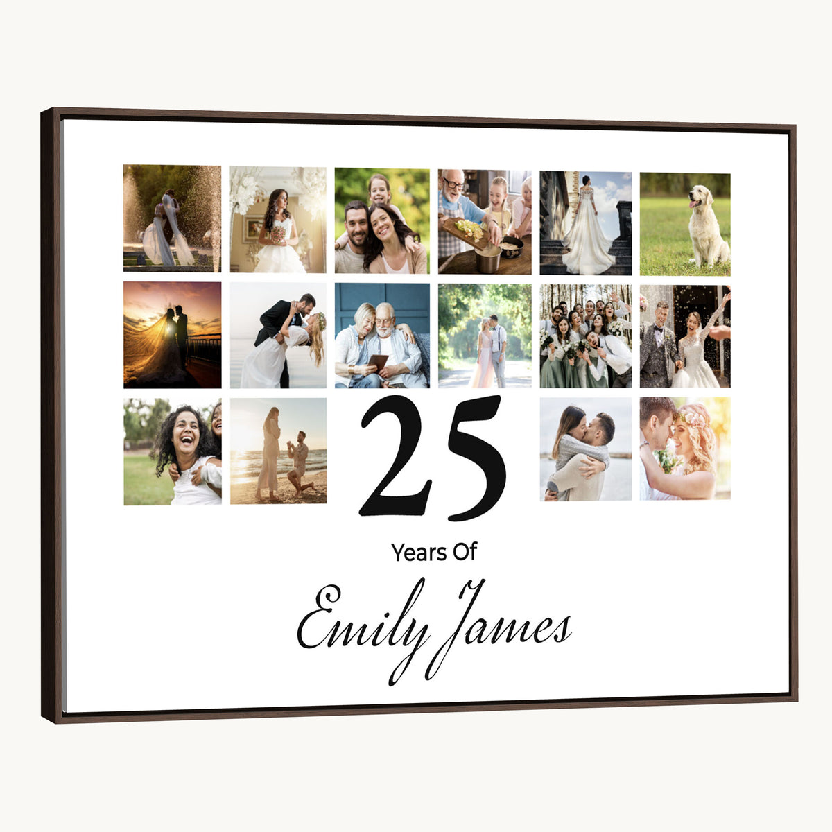 CSTM914ANID-MGV-CV-36X24 - Photo Grid with Number Canvas Print – Personalized Birthday or Anniversary Photo Collage