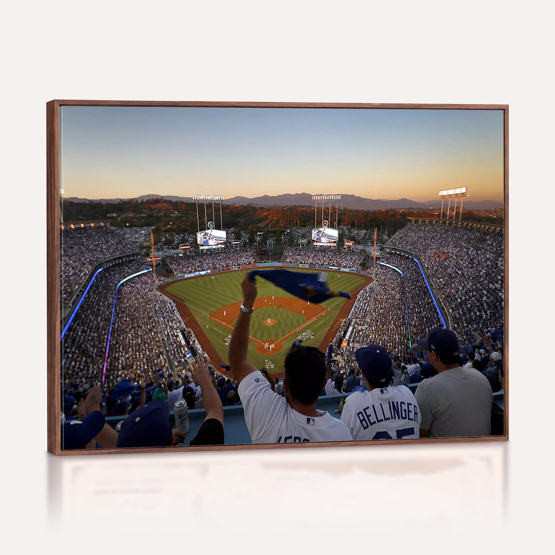Dodger Stadium Sunset Game Triple Canvas Wall Art, Los Angeles Dodgers MLB Match