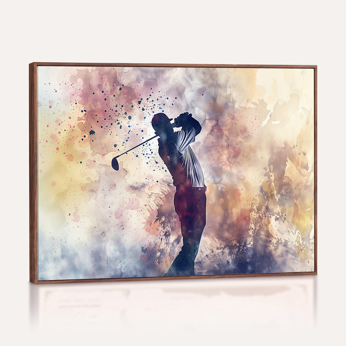 10848-MGV-CV-36X24 - Abstract Watercolor Golf Player Wall Art Canvas Print